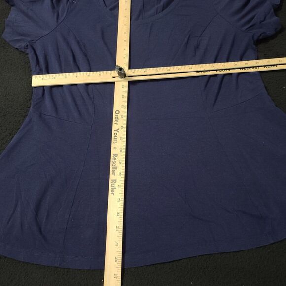 Isaac Mizrahi Live Womens Top Blue Size 1X Cotton Blend Stretch Pullover - Picture 3 of 12